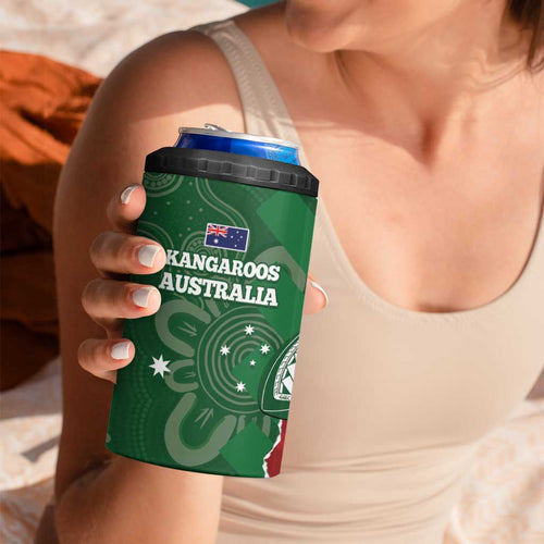 Tonga And Australia Rugby 4 in 1 Can Cooler Tumbler Mate Maa Tongan Ngatu Mix Kangaroos Aboriginal