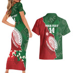 Custom Tonga And Australia Rugby Couples Matching Short Sleeve Bodycon Dress and Hawaiian Shirt Mate Maa Tongan Ngatu Mix Kangaroos Aboriginal