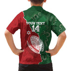 Custom Tonga And Australia Rugby Family Matching Tank Maxi Dress and Hawaiian Shirt Mate Maa Tongan Ngatu Mix Kangaroos Aboriginal