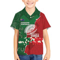 Custom Tonga And Australia Rugby Kid Hawaiian Shirt Mate Maa Tongan Ngatu Mix Kangaroos Aboriginal