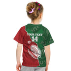 Custom Tonga And Australia Rugby Kid T Shirt Mate Maa Tongan Ngatu Mix Kangaroos Aboriginal