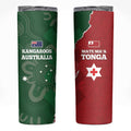 Tonga And Australia Rugby Skinny Tumbler Mate Maa Tongan Ngatu Mix Kangaroos Aboriginal