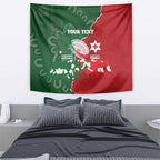 Custom Tonga And Australia Rugby Tapestry Mate Maa Tongan Ngatu Mix Kangaroos Aboriginal