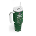 Tonga And Australia Rugby Tumbler With Handle Mate Maa Tongan Ngatu Mix Kangaroos Aboriginal