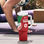 Tonga And Australia Rugby Tumbler With Handle Mate Maa Tongan Ngatu Mix Kangaroos Aboriginal