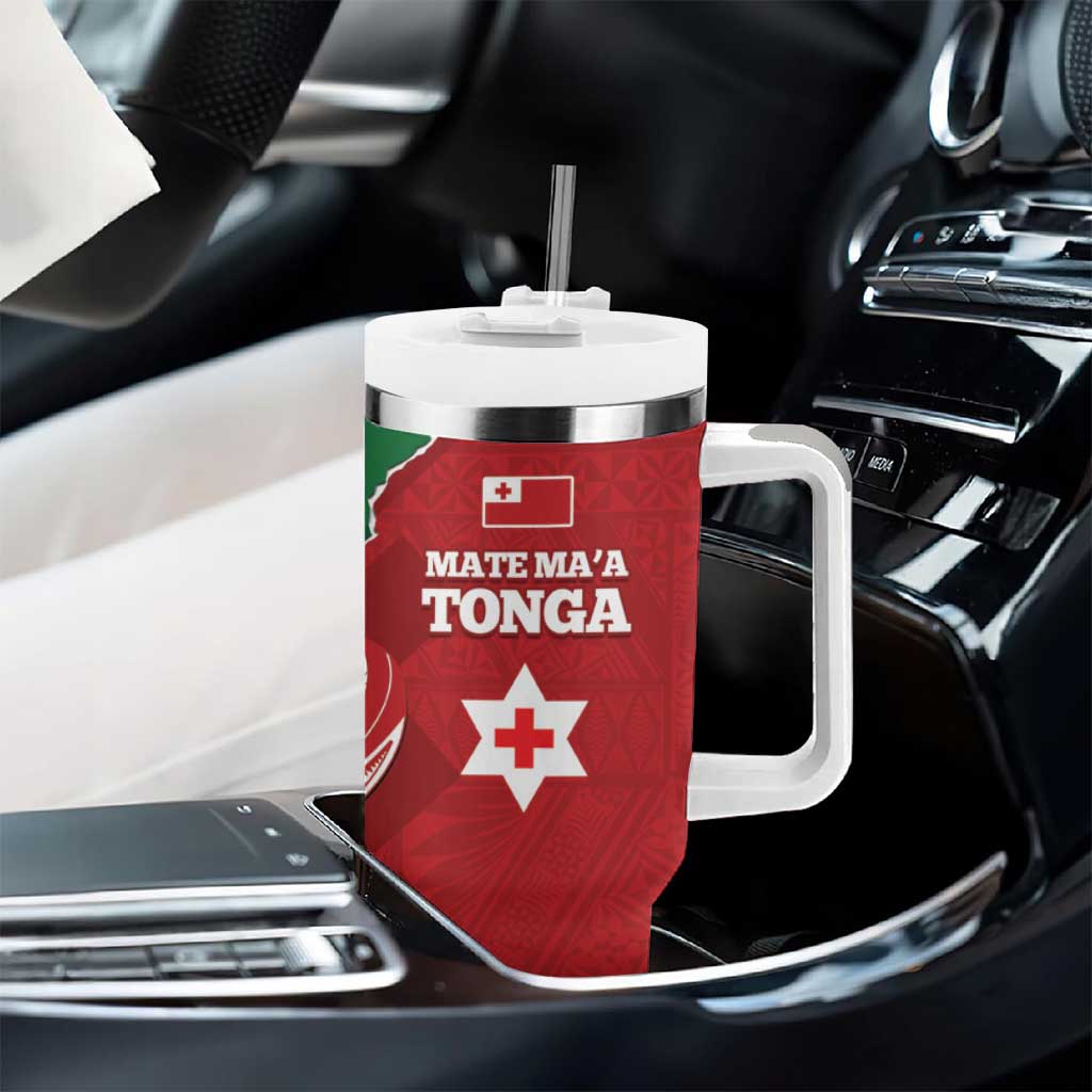Tonga And Australia Rugby Tumbler With Handle Mate Maa Tongan Ngatu Mix Kangaroos Aboriginal
