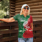 Custom Tonga And Australia Rugby Women Polo Shirt Mate Maa Tongan Ngatu Mix Kangaroos Aboriginal