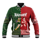 Custom Mate Maa Tonga And Kangaroo Australia Baseball Jacket Tongan Kupesi Mix Aboriginal Art