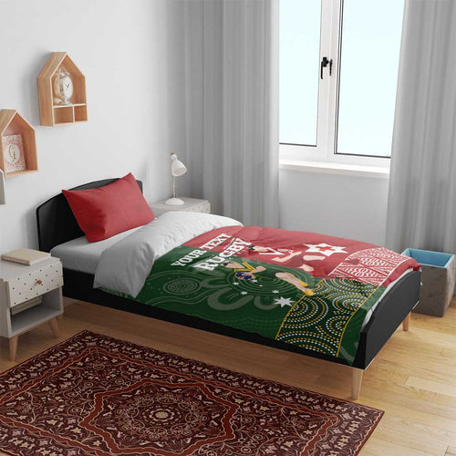 Custom Mate Maa Tonga And Kangaroo Australia Bedding Set Tongan Kupesi Mix Aboriginal Art