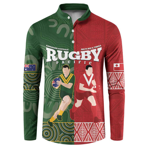Custom Mate Maa Tonga And Kangaroo Australia Button Sweatshirt Tongan Kupesi Mix Aboriginal Art