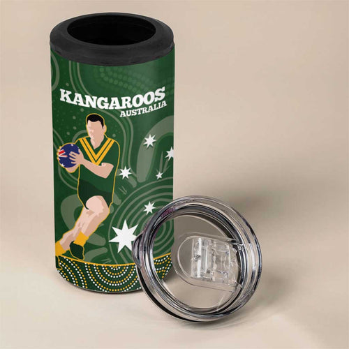 Personalised Mate Maa Tonga And Kangaroo Australia 4 in 1 Can Cooler Tumbler Tongan Kupesi Mix Aboriginal Art