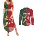 Custom Mate Maa Tonga And Kangaroo Australia Couples Matching Summer Maxi Dress and Long Sleeve Button Shirt Tongan Kupesi Mix Aboriginal Art