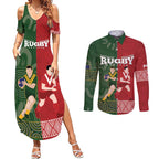 Custom Mate Maa Tonga And Kangaroo Australia Couples Matching Summer Maxi Dress and Long Sleeve Button Shirt Tongan Kupesi Mix Aboriginal Art