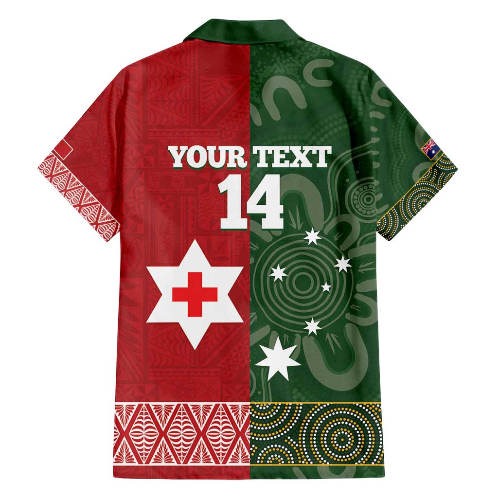 Custom Mate Maa Tonga And Kangaroo Australia Family Matching Tank Maxi Dress and Hawaiian Shirt Tongan Kupesi Mix Aboriginal Art