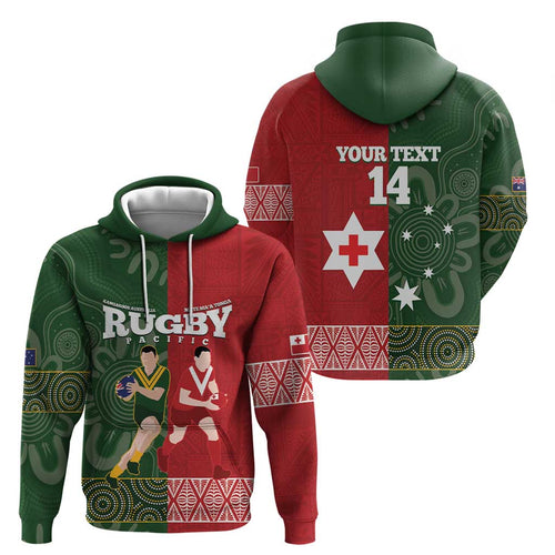 Custom Mate Maa Tonga And Kangaroo Australia Hoodie Tongan Kupesi Mix Aboriginal Art