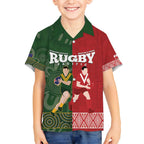 Custom Mate Maa Tonga And Kangaroo Australia Kid Hawaiian Shirt Tongan Kupesi Mix Aboriginal Art