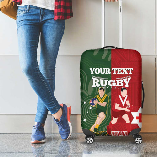 Custom Mate Maa Tonga And Kangaroo Australia Luggage Cover Tongan Kupesi Mix Aboriginal Art