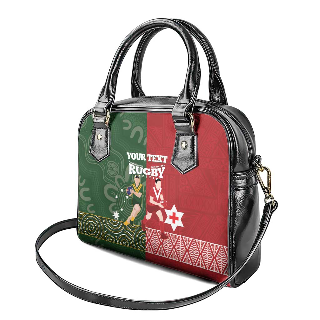Custom Mate Maa Tonga And Kangaroo Australia Shoulder Handbag Tongan Kupesi Mix Aboriginal Art