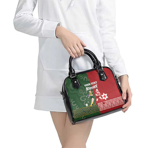 Custom Mate Maa Tonga And Kangaroo Australia Shoulder Handbag Tongan Kupesi Mix Aboriginal Art
