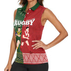 Custom Mate Maa Tonga And Kangaroo Australia Women Sleeveless Polo Shirt Tongan Kupesi Mix Aboriginal Art
