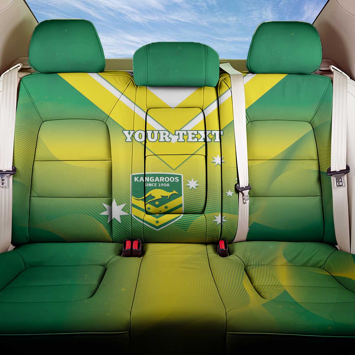 Custom Australia Rugby Back Car Seat Cover 2024 Kangaroos - Gradient Sporty Style