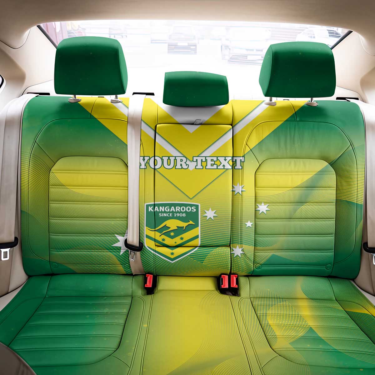 Custom Australia Rugby Back Car Seat Cover 2024 Kangaroos - Gradient Sporty Style