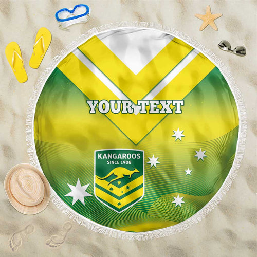Custom Australia Rugby Beach Blanket 2024 Kangaroos - Gradient Sporty Style