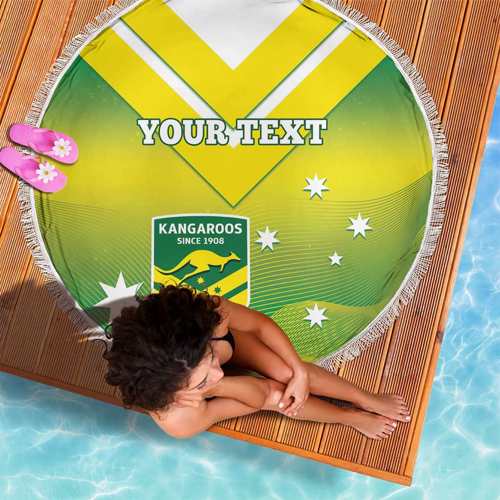 Custom Australia Rugby Beach Blanket 2024 Kangaroos - Gradient Sporty Style