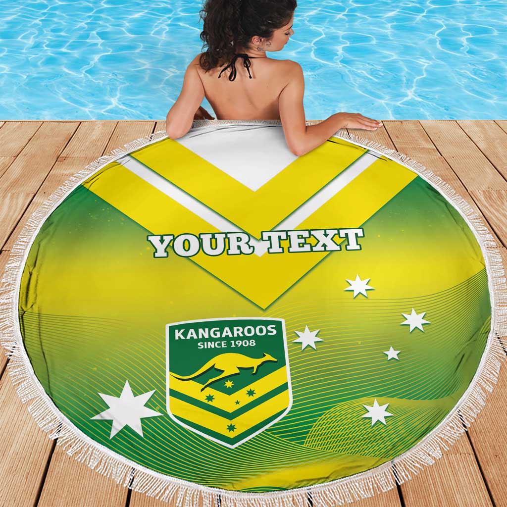 Custom Australia Rugby Beach Blanket 2024 Kangaroos - Gradient Sporty Style