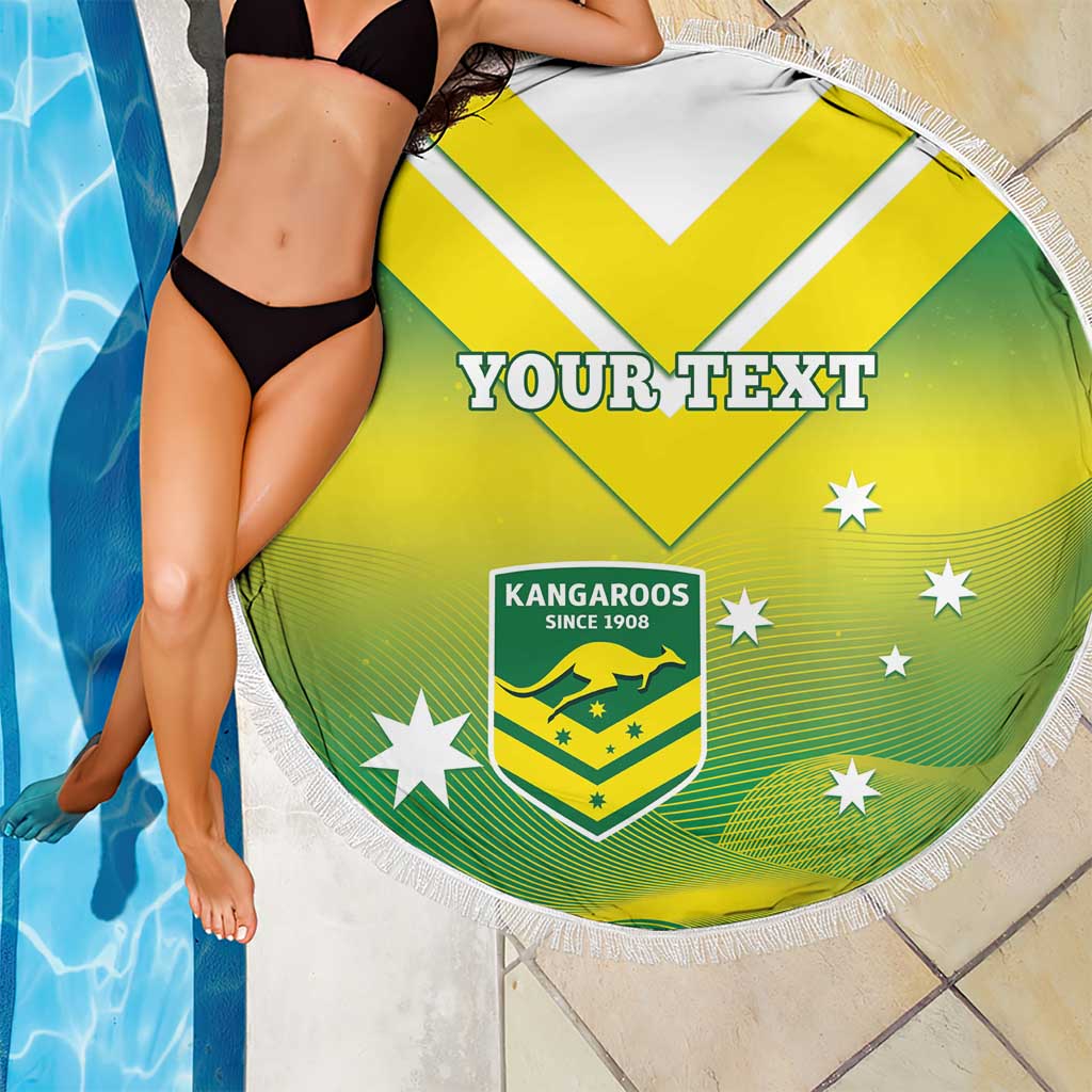 Custom Australia Rugby Beach Blanket 2024 Kangaroos - Gradient Sporty Style