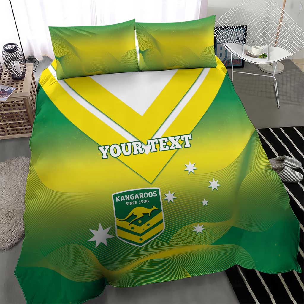 Custom Australia Rugby Bedding Set 2024 Kangaroos - Gradient Sporty Style