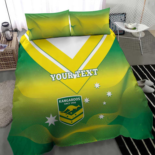 Custom Australia Rugby Bedding Set 2024 Kangaroos - Gradient Sporty Style