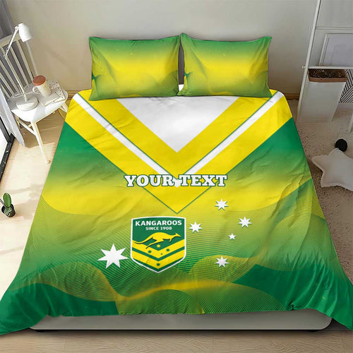 Custom Australia Rugby Bedding Set 2024 Kangaroos - Gradient Sporty Style