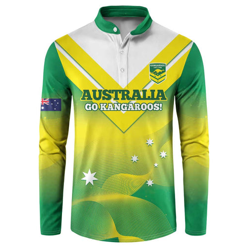 Custom Australia Rugby Button Sweatshirt 2024 Kangaroos - Gradient Sporty Style