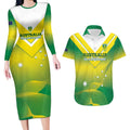 Custom Australia Rugby Couples Matching Long Sleeve Bodycon Dress and Hawaiian Shirt 2024 Kangaroos - Gradient Sporty Style