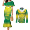 Custom Australia Rugby Couples Matching Mermaid Dress and Long Sleeve Button Shirt 2024 Kangaroos - Gradient Sporty Style