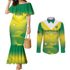 Custom Australia Rugby Couples Matching Mermaid Dress and Long Sleeve Button Shirt 2024 Kangaroos - Gradient Sporty Style