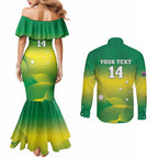 Custom Australia Rugby Couples Matching Mermaid Dress and Long Sleeve Button Shirt 2024 Kangaroos - Gradient Sporty Style