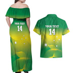 Custom Australia Rugby Couples Matching Off Shoulder Maxi Dress and Hawaiian Shirt 2024 Kangaroos - Gradient Sporty Style