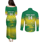 Custom Australia Rugby Couples Matching Puletasi and Long Sleeve Button Shirt 2024 Kangaroos - Gradient Sporty Style
