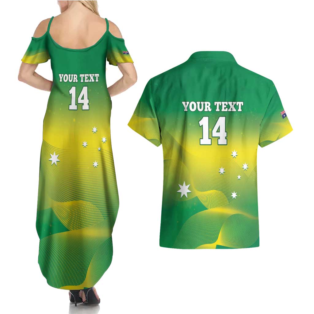Custom Australia Rugby Couples Matching Summer Maxi Dress and Hawaiian Shirt 2024 Kangaroos - Gradient Sporty Style