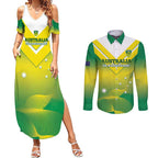 Custom Australia Rugby Couples Matching Summer Maxi Dress and Long Sleeve Button Shirt 2024 Kangaroos - Gradient Sporty Style