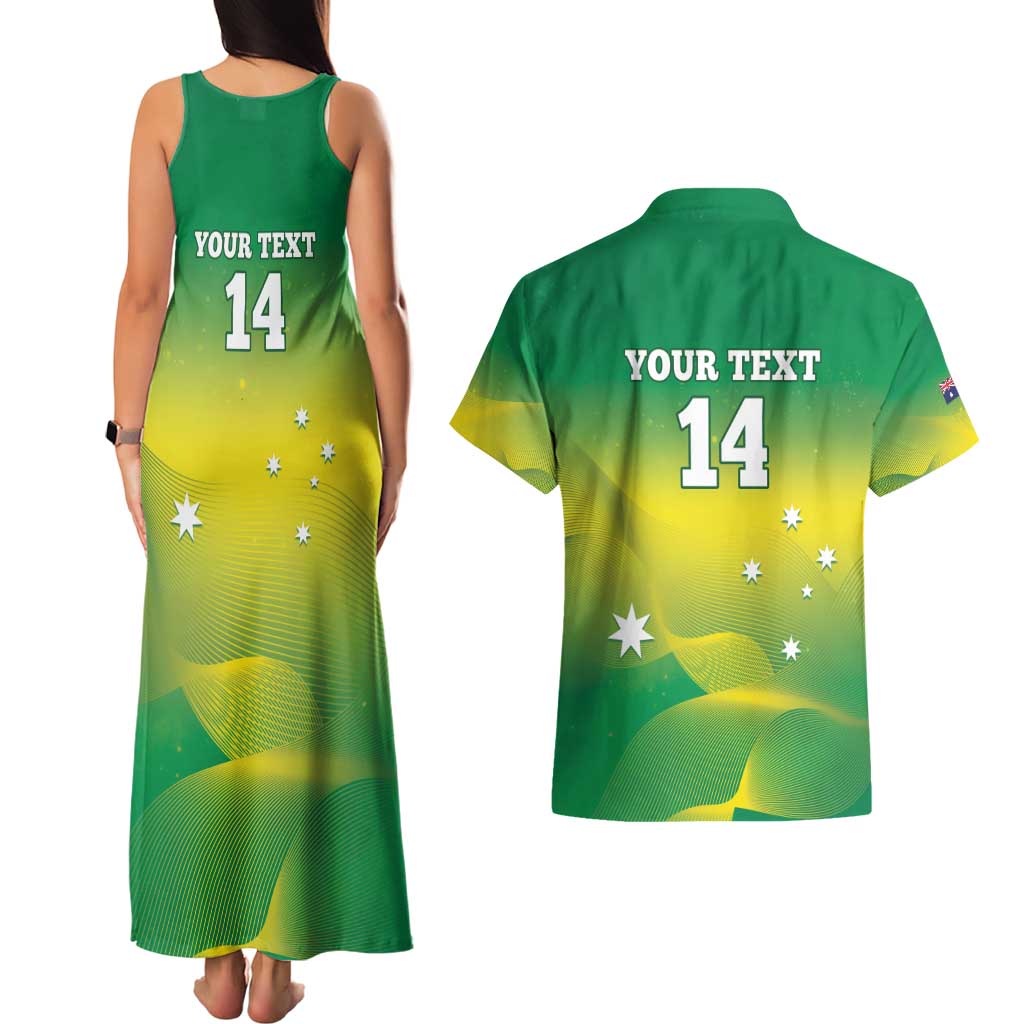 Custom Australia Rugby Couples Matching Tank Maxi Dress and Hawaiian Shirt 2024 Kangaroos - Gradient Sporty Style