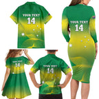 Custom Australia Rugby Family Matching Long Sleeve Bodycon Dress and Hawaiian Shirt 2024 Kangaroos - Gradient Sporty Style