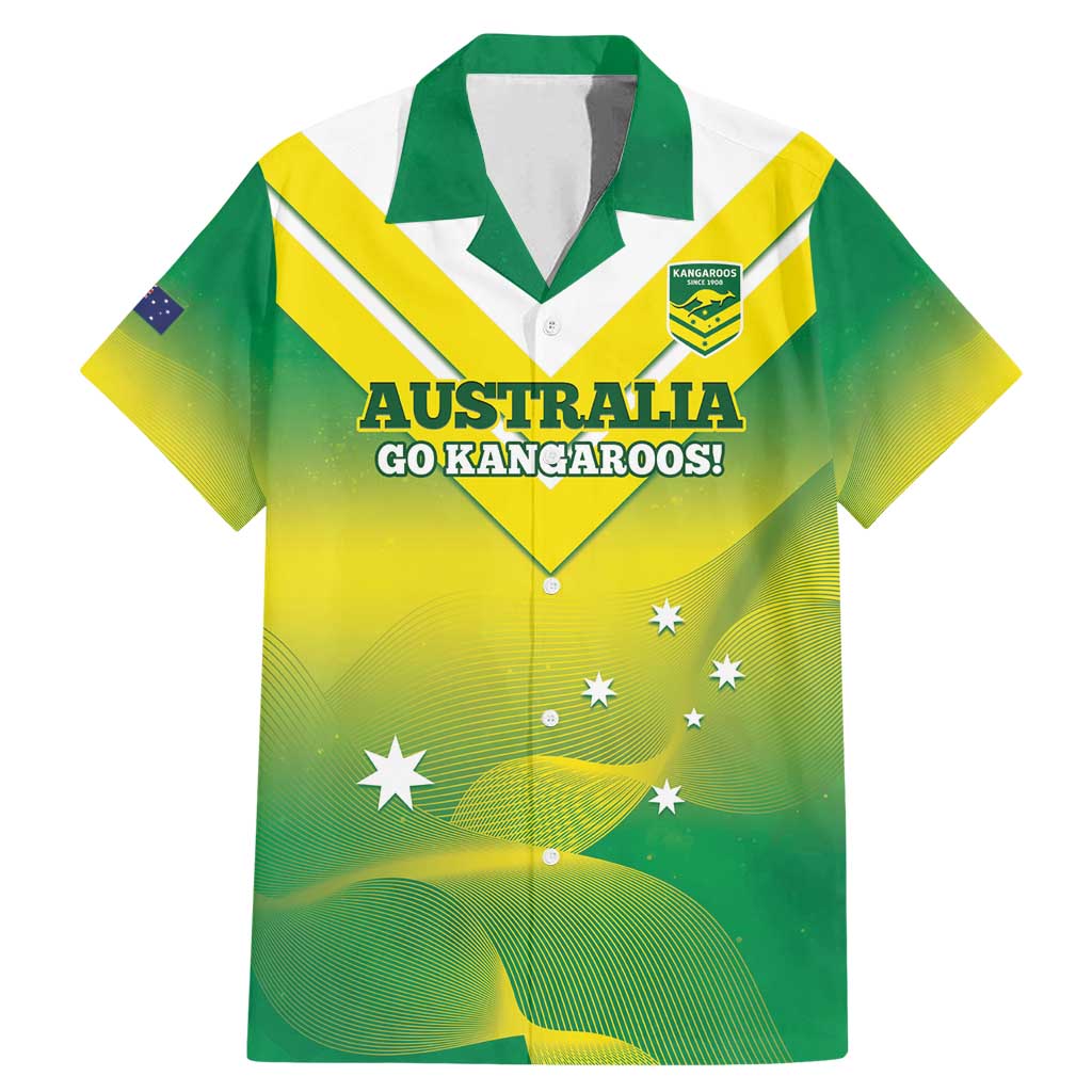 Custom Australia Rugby Family Matching Mermaid Dress and Hawaiian Shirt 2024 Kangaroos - Gradient Sporty Style