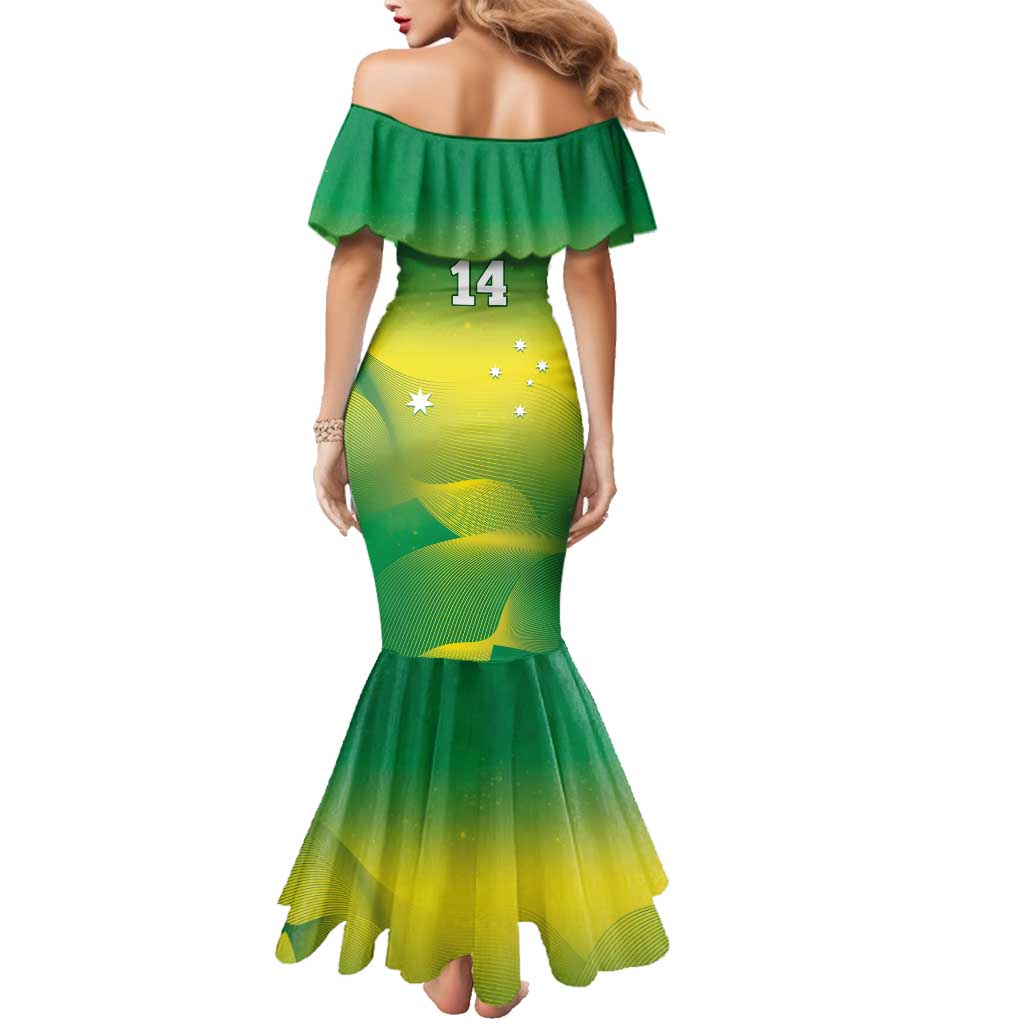 Custom Australia Rugby Family Matching Mermaid Dress and Hawaiian Shirt 2024 Kangaroos - Gradient Sporty Style
