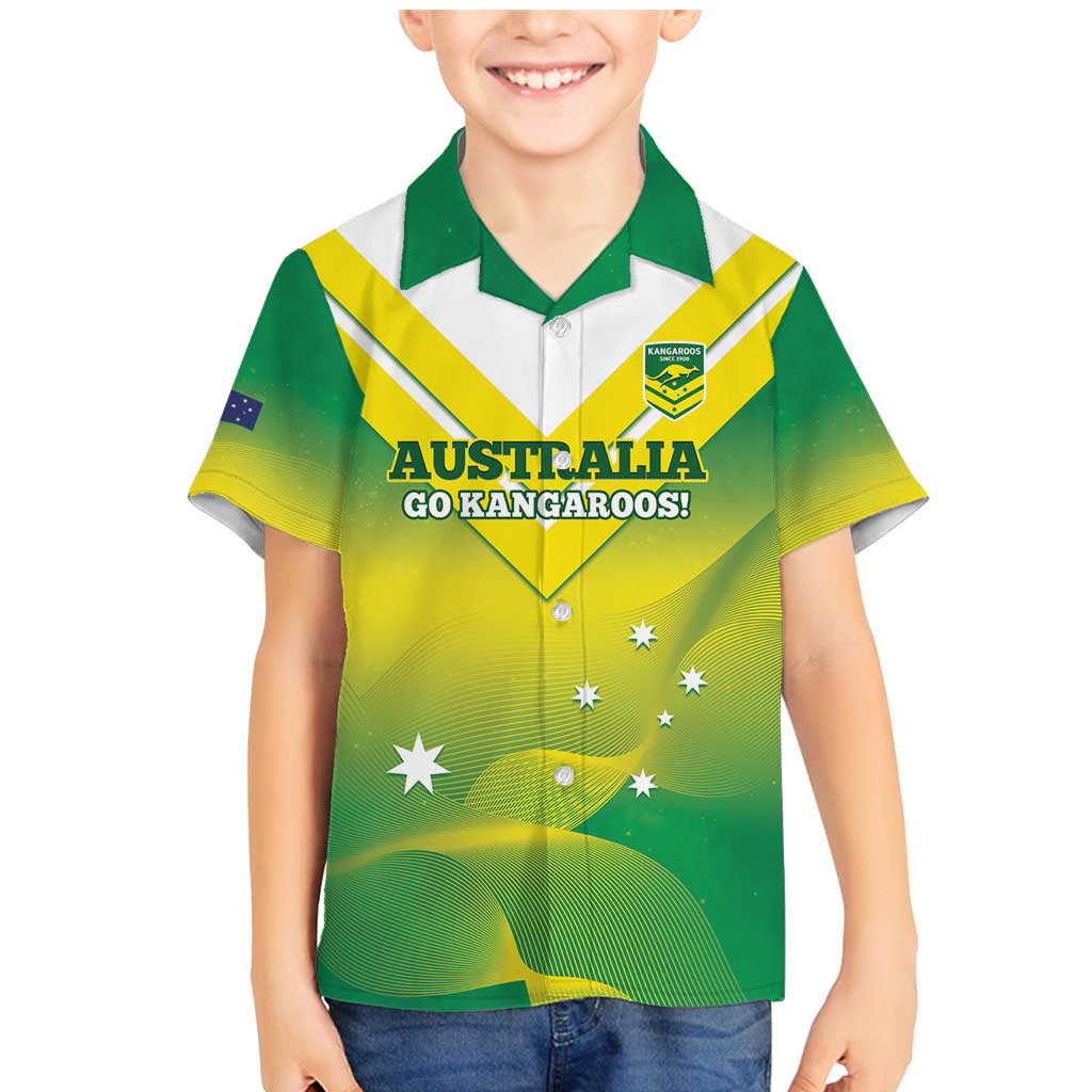 Custom Australia Rugby Family Matching Mermaid Dress and Hawaiian Shirt 2024 Kangaroos - Gradient Sporty Style