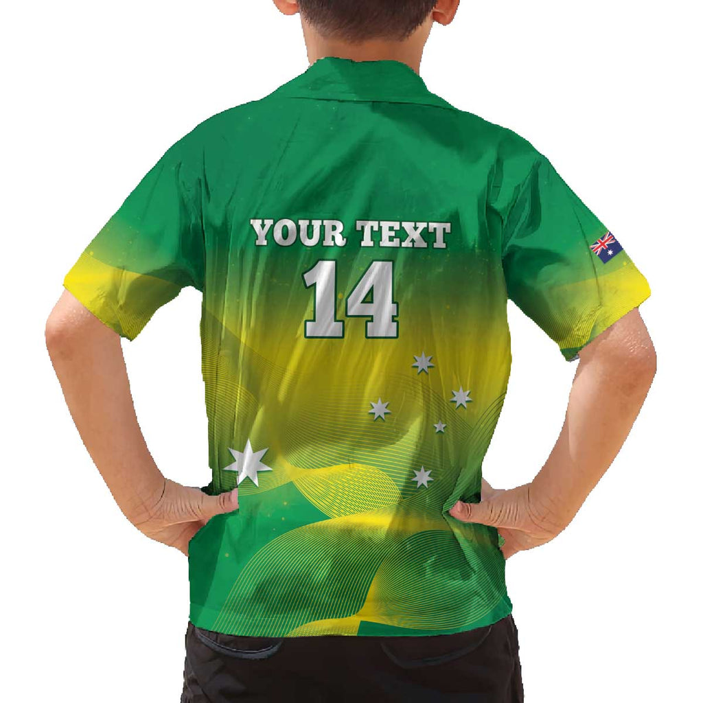 Custom Australia Rugby Family Matching Off The Shoulder Long Sleeve Dress and Hawaiian Shirt 2024 Kangaroos - Gradient Sporty Style