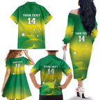 Custom Australia Rugby Family Matching Off The Shoulder Long Sleeve Dress and Hawaiian Shirt 2024 Kangaroos - Gradient Sporty Style