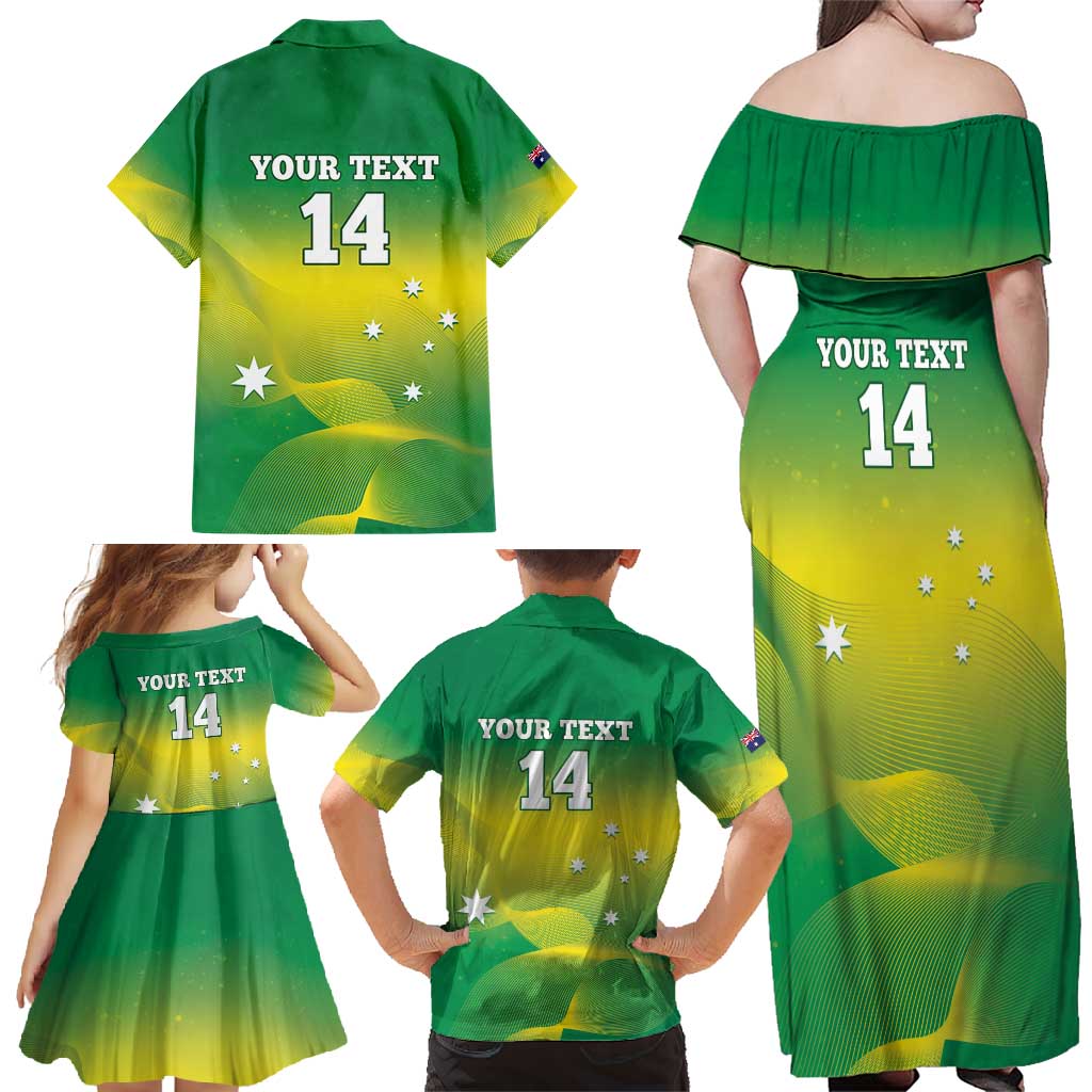 Custom Australia Rugby Family Matching Off Shoulder Maxi Dress and Hawaiian Shirt 2024 Kangaroos - Gradient Sporty Style